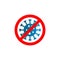 Stop Corana Virus Disease or Covid-19 symbol logo design template