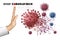 Stop Coranavirus concept background. Hand destroying virus COVID - 19