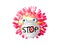 Stop corona virus cartoon with sanitary mask