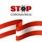 Stop coronavirus in Austria. Vector banner for covid-19 prevention. With austrian flag