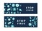 Stop Coronavirus banners set with doodle bacterium icons, cell infection, medical concept