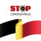 Stop coronavirus in Belgium. Vector banner for covid-19 prevention. With belgian flag