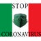 Stop coronavirus. Flag Italian. Illustration. Protective mask on flag Italian background