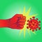 Stop coronavirus, human fist raised up symbol outbreak and coronaviruses influenza vector illustration. Coronavirus 2019