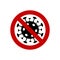 Stop coronavirus icon. Caution vector sign with covid-19