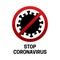 Stop Coronavirus Isolated Covid-19 Icon with Corona Virus on White Background