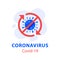 Stop coronavirus red barred circle, fight Covid-19, kill bacteria, antibacterial sanitizer