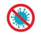 Stop coronavirus. Red prohibition sign-pregnant bacterium, virus. Medicine concept icon flat style. Isolated on a white