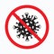 Stop coronavirus. Sign caution COVID-19. Coronavirus danger. Pandemic medical concept with dangerous cells. Vector illustration
