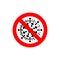 Stop coronavirus symbol with red circle stop sign. Flat Stop Epidemic Sign on a White Background