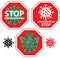 STOP coronavirus Symbol on red STOP sign