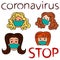Stop coronavirus, women in medical masks, concept vector illustration