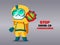 Stop covid 19 coronavirus. Cartoon character Personal safety equipment body protection. Vector illustration