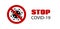 Stop COVID-19. Vector banner. Coronavirus caution sign