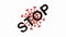Stop Covid. Cartoon symbolic video screensaver. Symbolizes protection against coronavirus.  Seamless looping