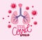 Stop covid spread lettering in color with lung