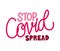 Stop covid spread lettering doodle flat style icon