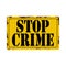 Stop crime warning sign background alarm with police line.