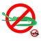 Stop crocodile. Prohibited alligator. Strikethrough caiman. Emblem against predator reptile. Red prohibition sign. Ban wild