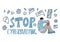 Stop cyberbullying emblem. Hand drawn vector text