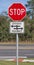 Stop and Divided Highway Sign