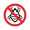 Stop dust mite sign. Prohibitory symbol. Template for use in medical agitation. Vector illustration, flat icon.