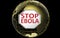 Stop Ebola sign above Golden World Globe