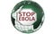 Stop Ebola sign above Green World Globe