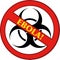 Stop Ebola Sign With Bio Hazard Symbol And Text