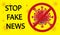 Stop Fake News of Covid-19 and symbol  on yellow background