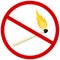 Stop fire icon. Prohibition open flame symbol