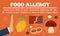 Stop food allergy concept banner, flat style