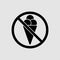 Stop food, no ice cream or no eating icon in black. Forbidden symbol simple on isolated background. EPS 10 vector