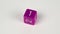 Stop frame animation of a purple D6 gaming die used for table top role playing games