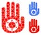 Stop gambling palm Mosaic Icon of Circle Dots