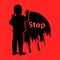 Stop gently children violence. Logo. Illustration