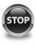 Stop glossy black round button