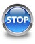 Stop glossy blue round button