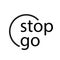 Stop and go icon. Thin line art logo for cooktop of stove. Black simple illustration. Contour isolated vector image on white