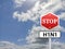 Stop H1N1 sigh board on blur sky background