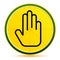 Stop hand icon lemon lime yellow round button illustration
