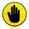 Stop hand icon lemon lime yellow round button illustration