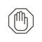 Stop hand icon vector. Line warning symbol isolated. Trendy flat