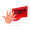 Stop hand with `stop` text - illustration