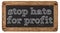 Stop hate for profit. Concept social media Vintage chalkboard