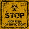 Stop High Risk of Infection warning back grunge text