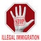 Stop illegal immigration conceptual illustration. Open hand with the text stop illegal immigration