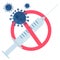 STOP, Image of a syringe, anti-vaccine. The concept of vaccination against coronavirus