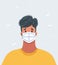 Stop the infection Photo of man wear protective mask against infectious diseases and flu