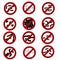 Stop the infection, a set of vector icons of different micro-organisms and bacteria, virus, are wiped out, hygiene